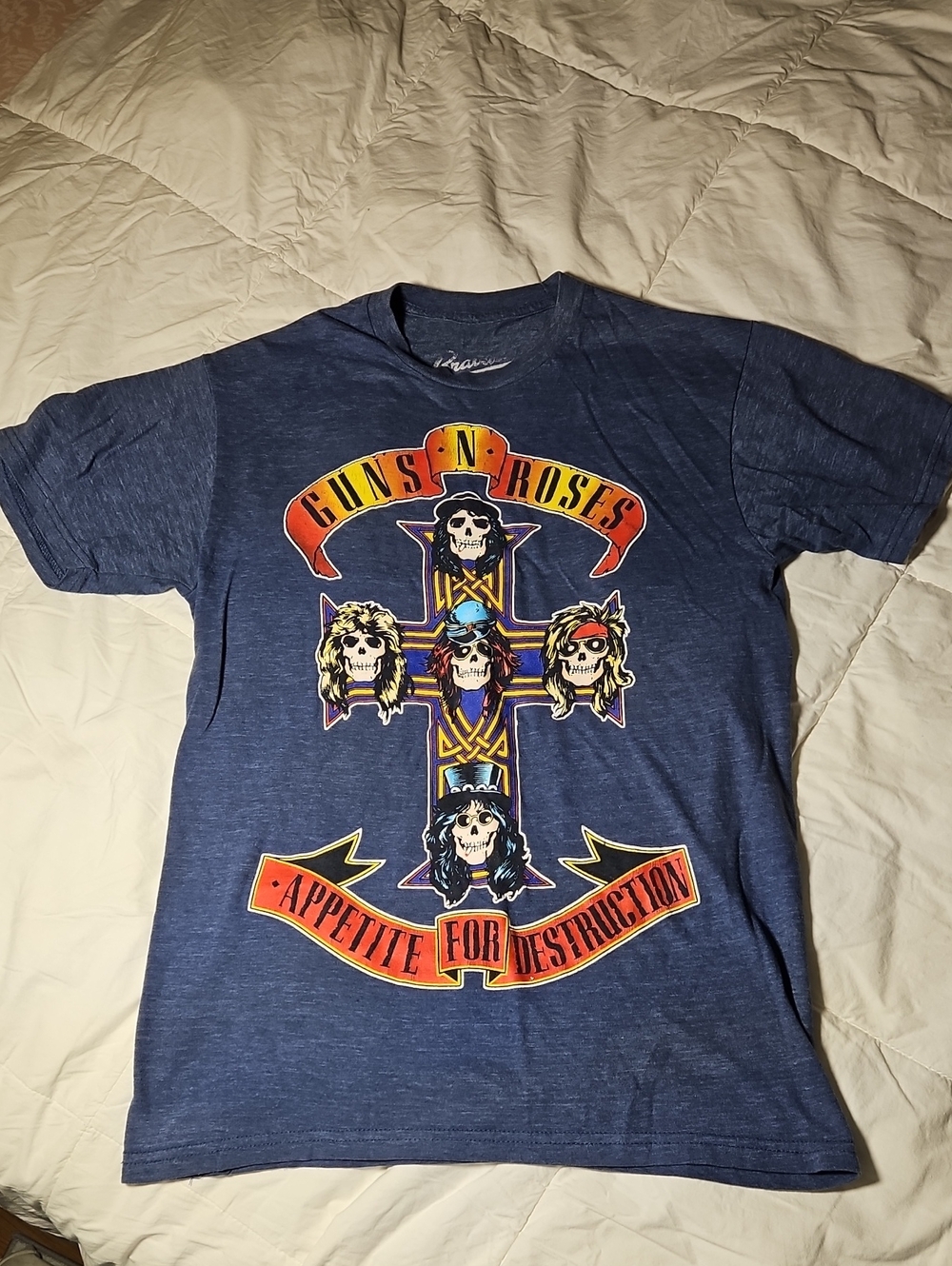 Bravado Blue Heather Graphic Band Tee Guns N Roses Appetite For Destruction